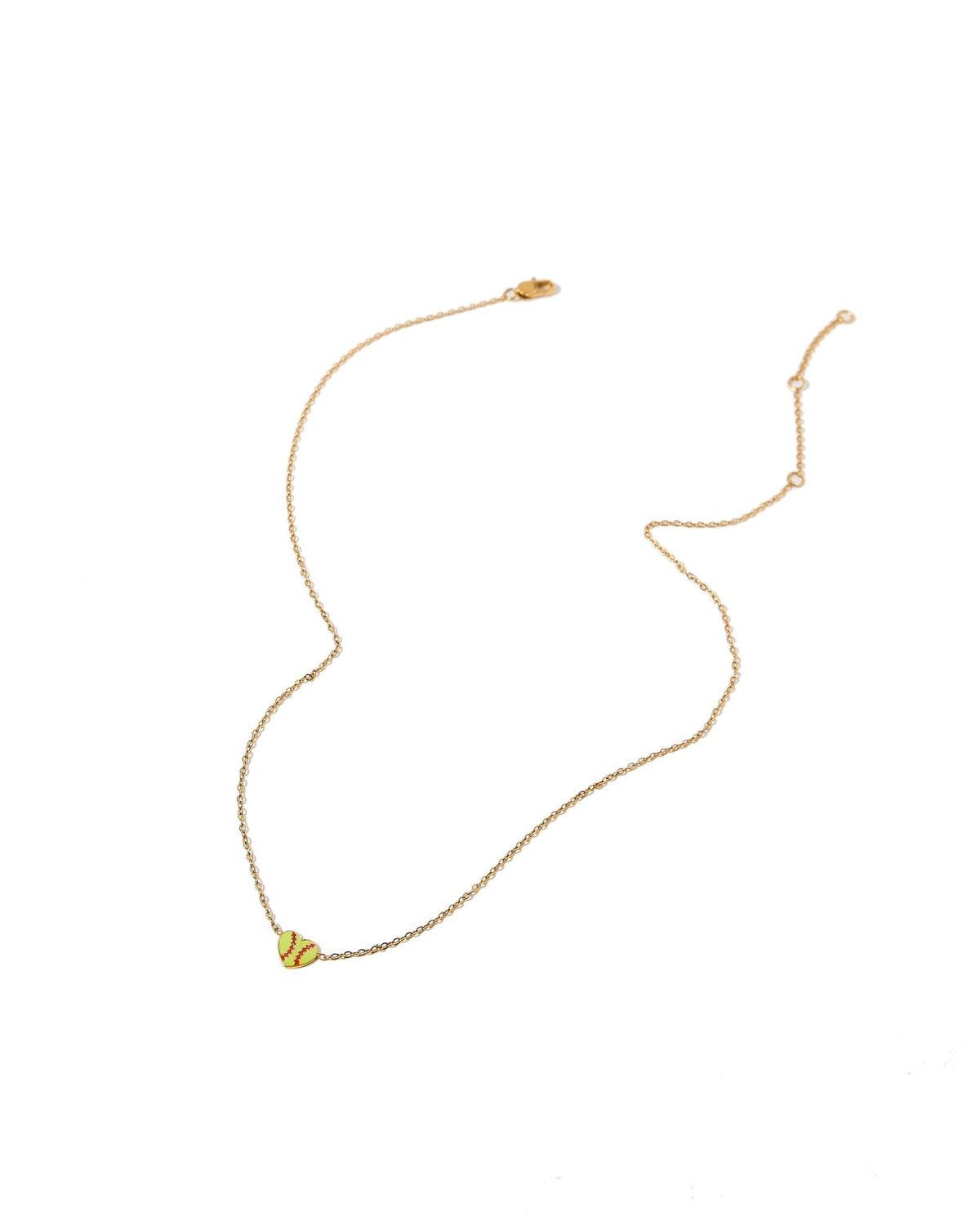 LINNY CO Softball necklace for kids & little girls — hypoallergenic, waterproof stainless steel, detail.