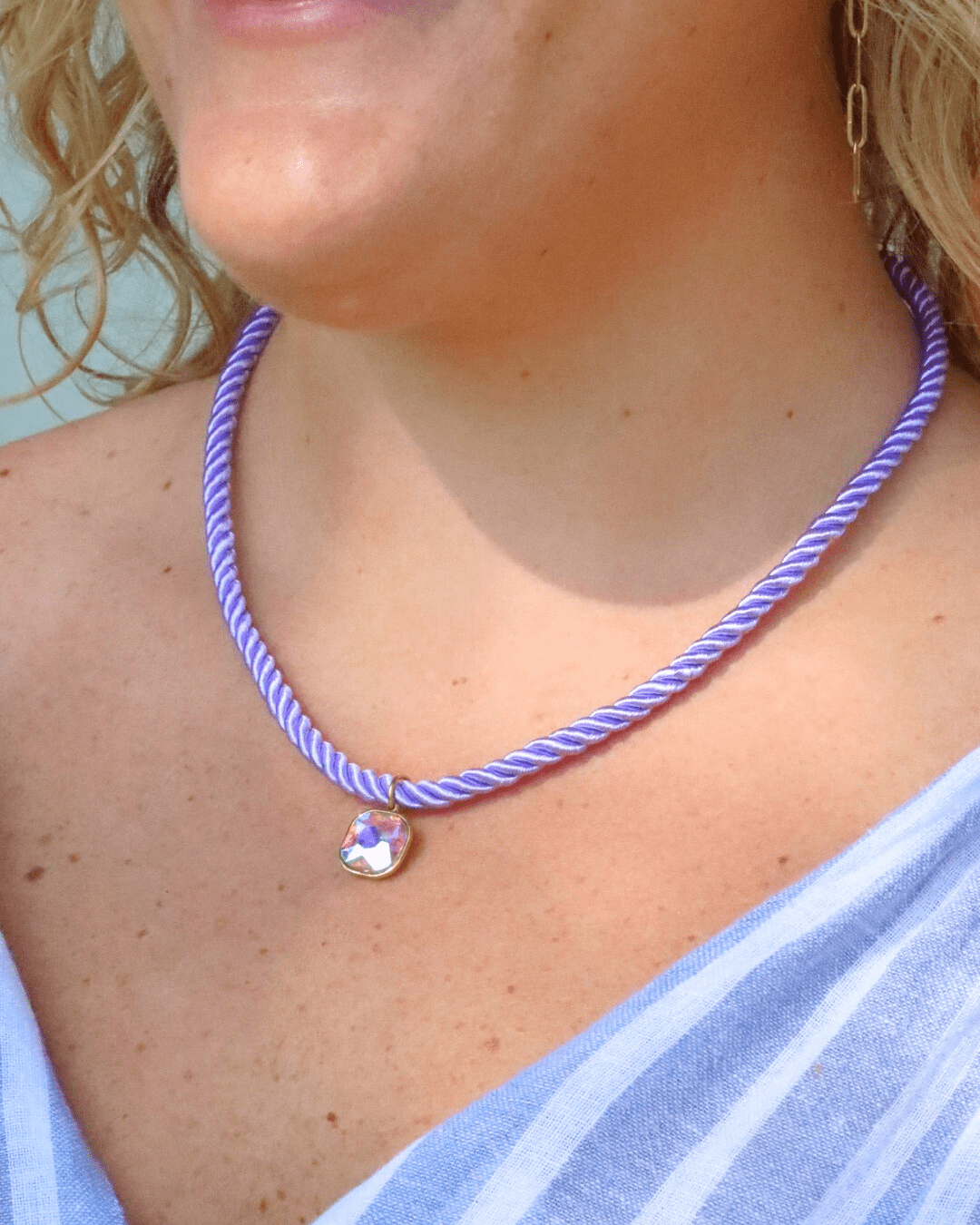 Necklace - Tailyn Rope Lavender - LINNY CO Wholesale