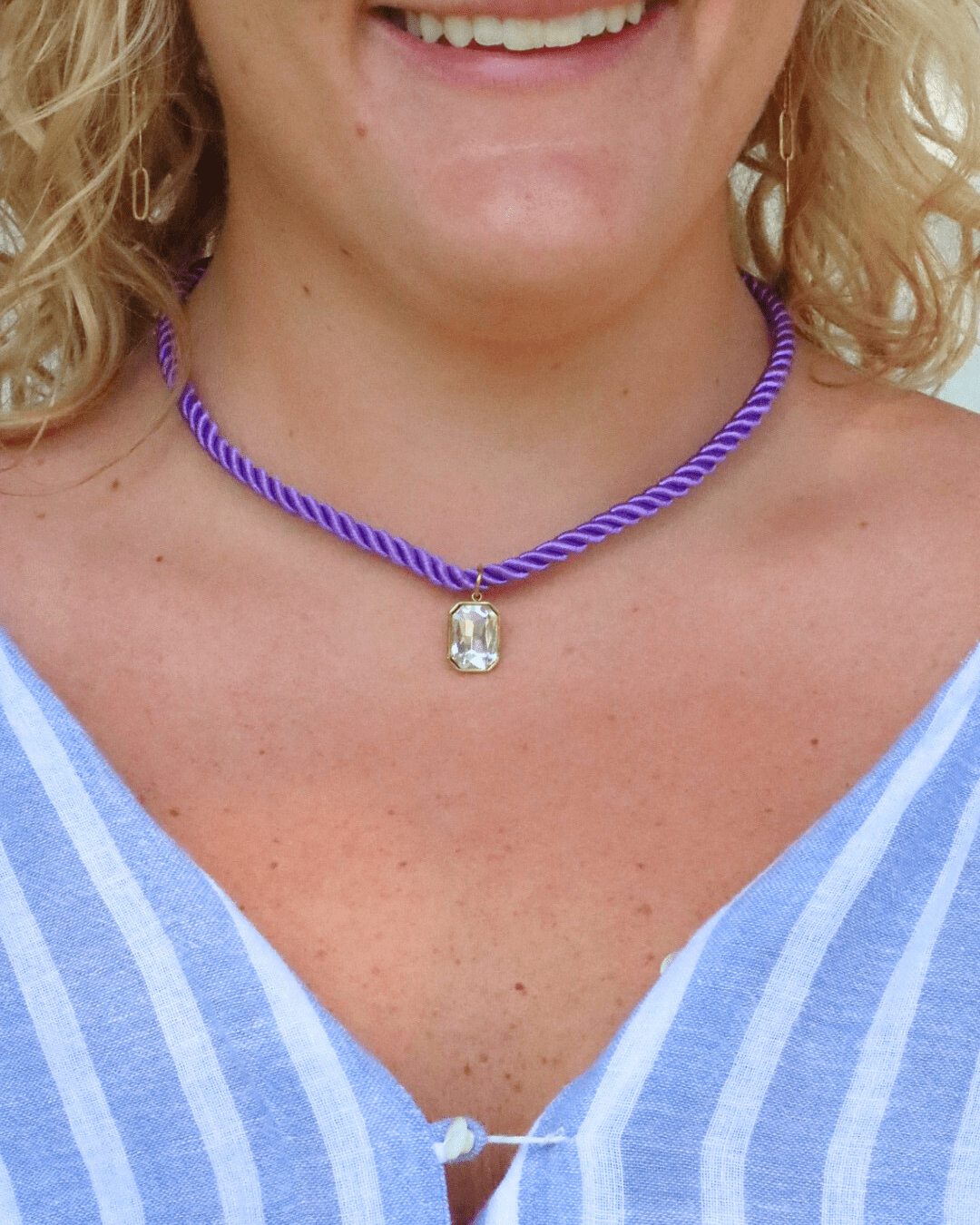 Necklace - Tailyn Rope Purple - LINNY CO Wholesale