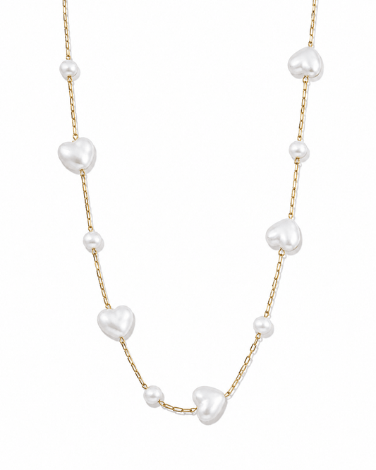 Necklace - Willa Heart Pearl - LINNY CO WholesaleStuds