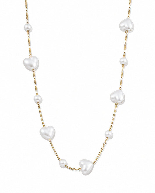Necklace - Willa Heart Pearl - LINNY CO WholesaleStuds