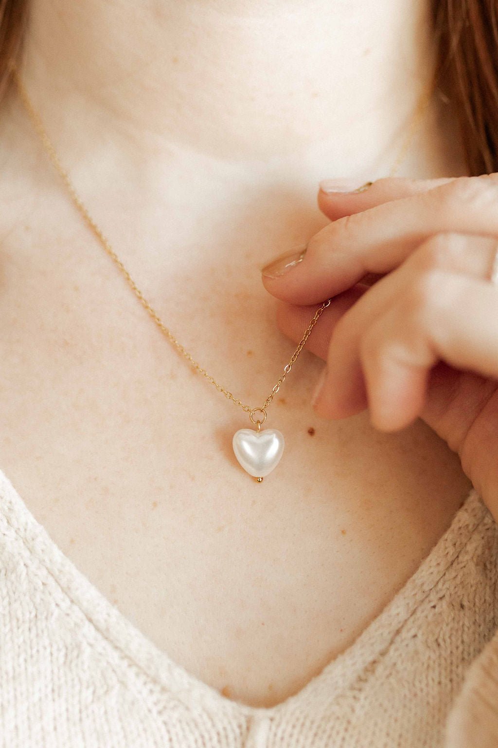 Necklace - Willa Pearl Heart - LINNY CO WholesaleMetals