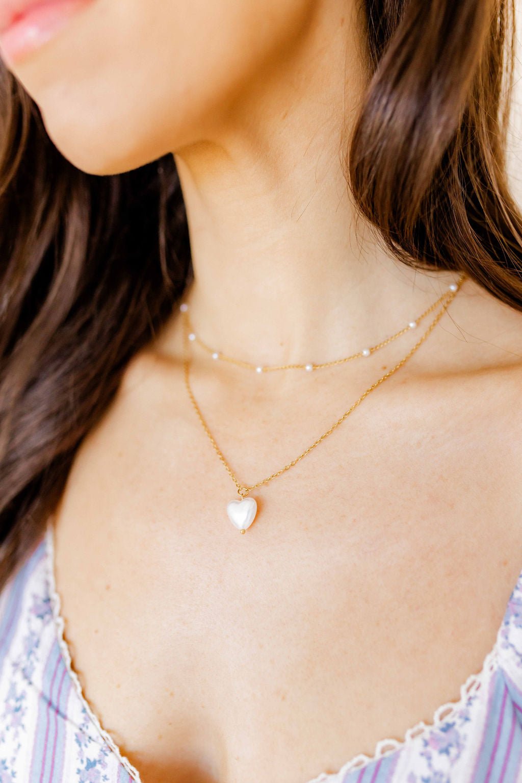 Necklace - Willa Pearl Heart - LINNY CO WholesaleMetals