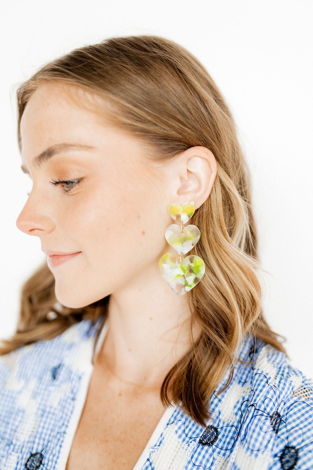 Penny - Neon Yellow Clouds - Earrings - LINNY CO WholesaleAcetate