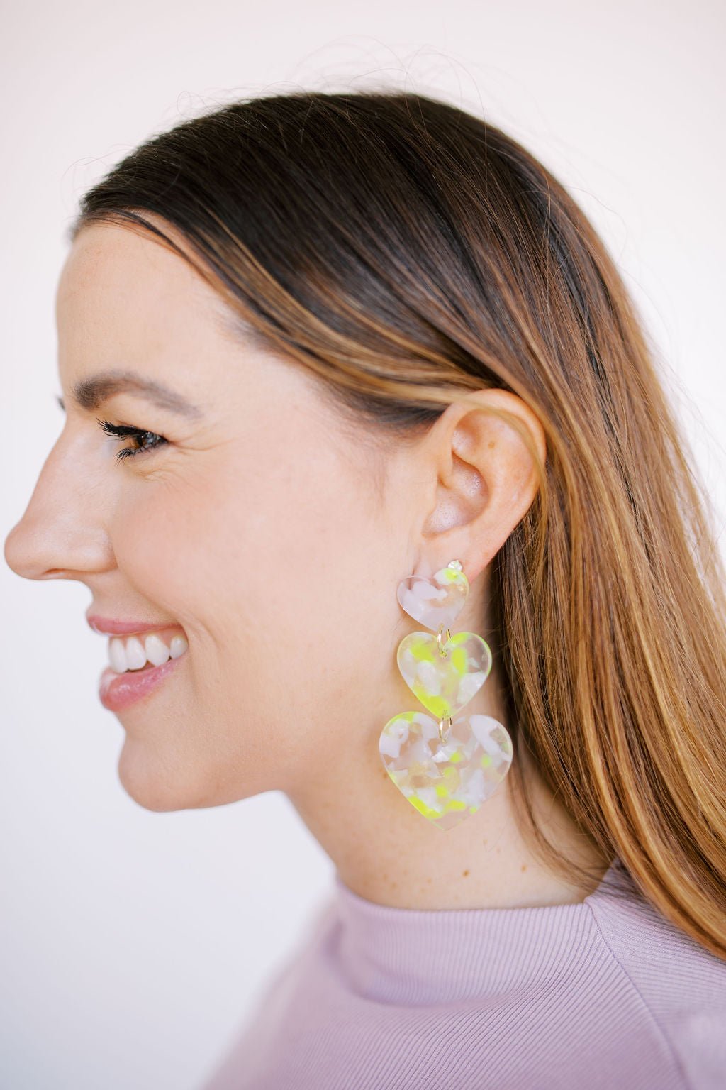Penny - Neon Yellow Clouds - Earrings - LINNY CO WholesaleAcetate