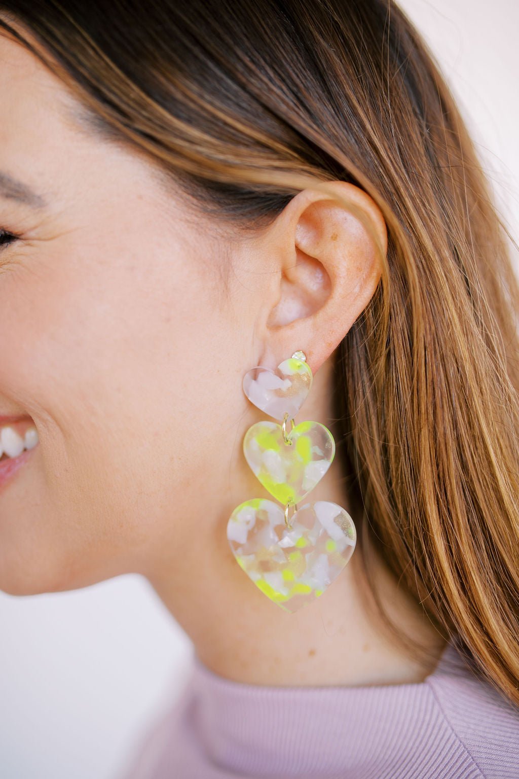 Penny - Neon Yellow Clouds - Earrings - LINNY CO WholesaleAcetate