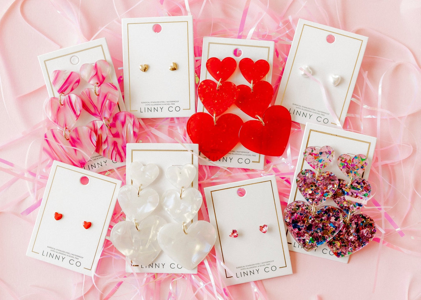 Penny - Pink Birthday Confetti - Earrings - LINNY CO WholesaleAcetate