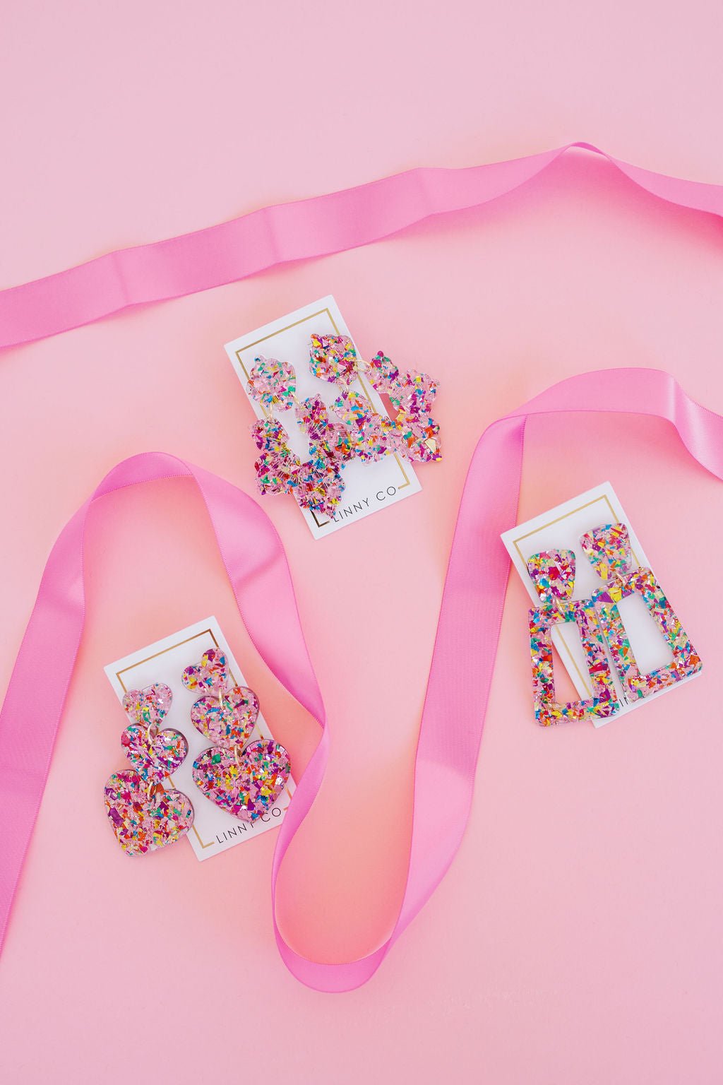 Penny - Pink Birthday Confetti - Earrings - LINNY CO WholesaleAcetate