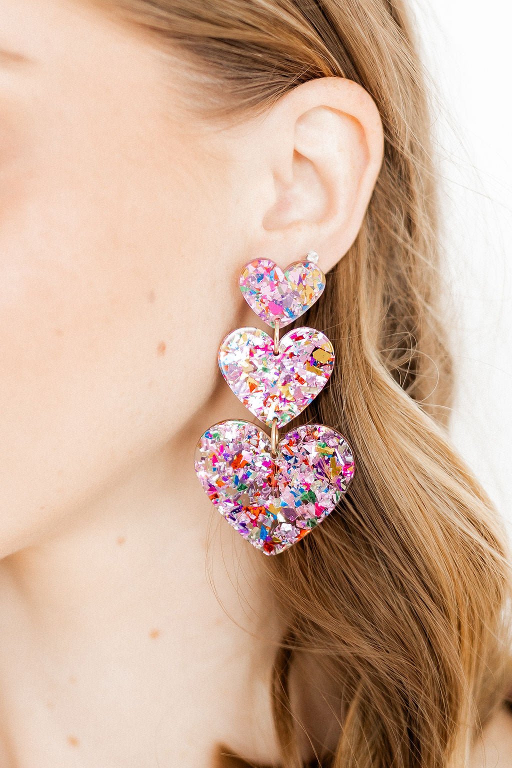 Penny - Pink Birthday Confetti - Earrings - LINNY CO WholesaleAcetate