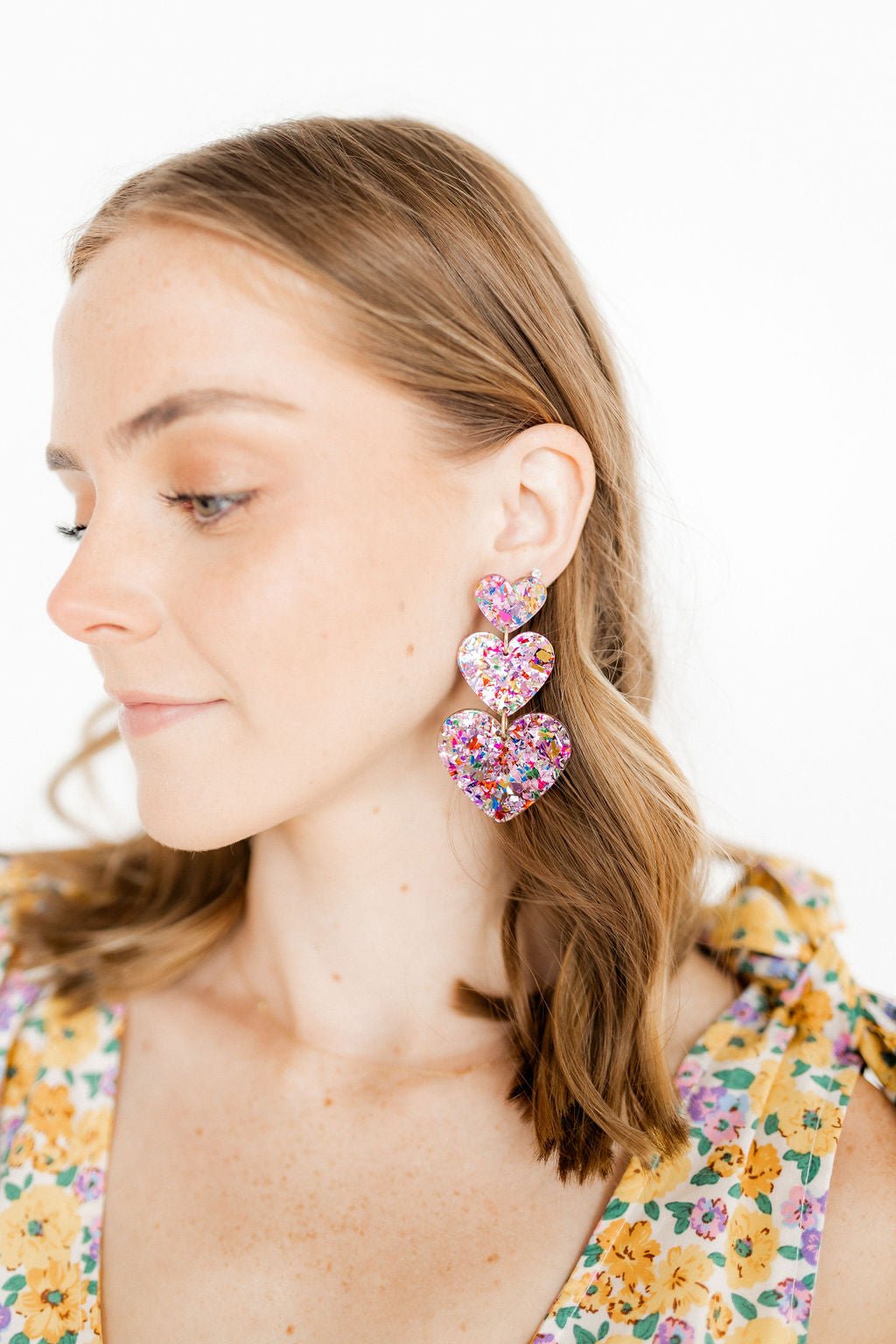 Penny - Pink Birthday Confetti - Earrings - LINNY CO WholesaleAcetate