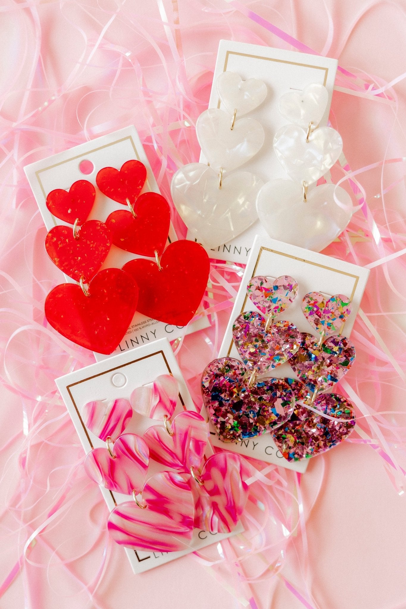 Penny - Pink Birthday Confetti - Earrings - LINNY CO WholesaleAcetate