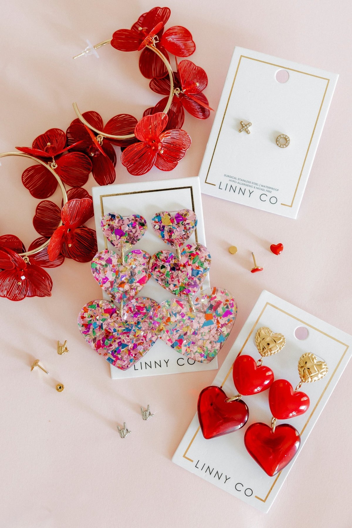Penny - Pink Birthday Confetti - Earrings - LINNY CO WholesaleAcetate