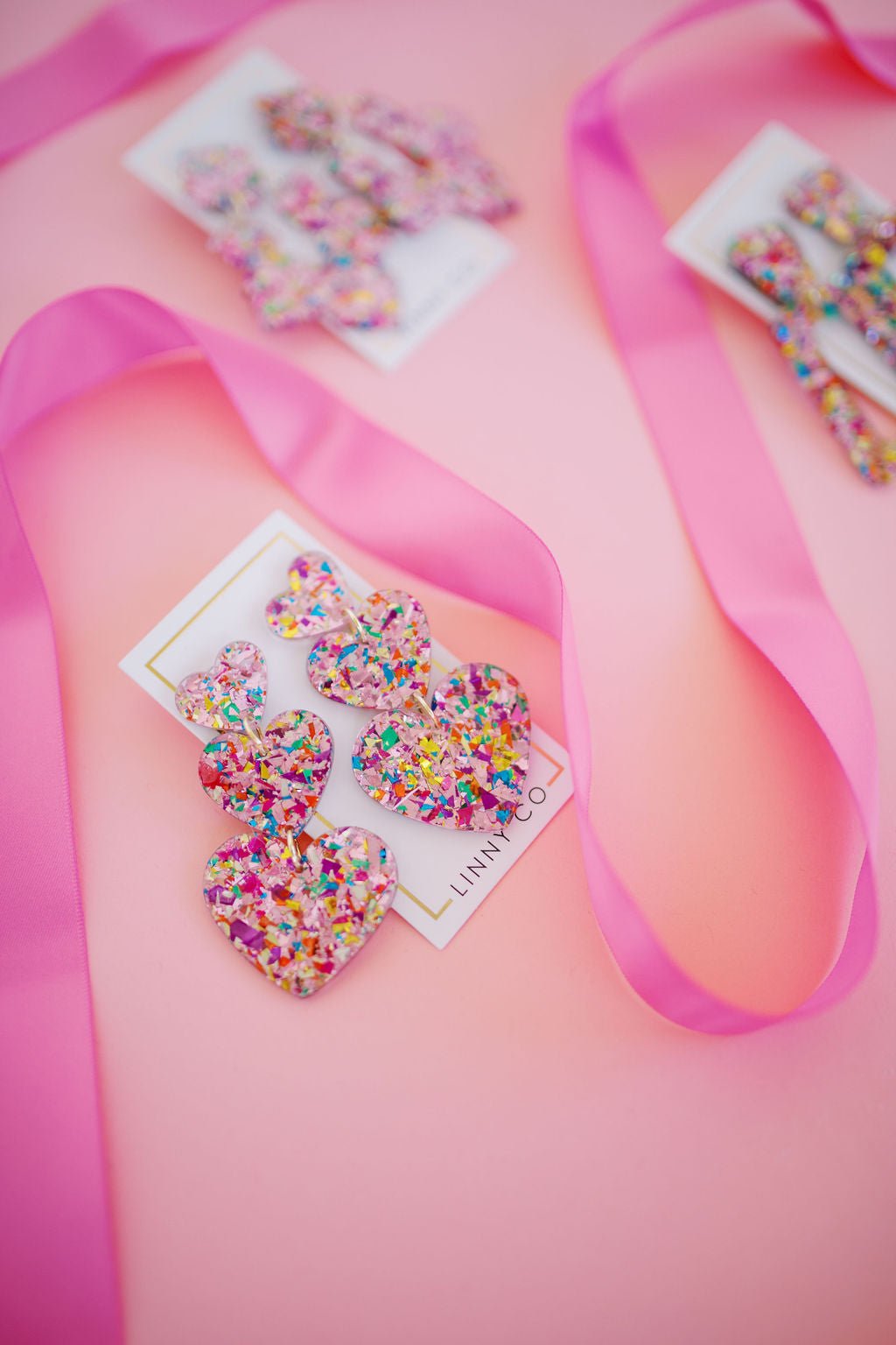 Penny - Pink Birthday Confetti - Earrings - LINNY CO WholesaleAcetate