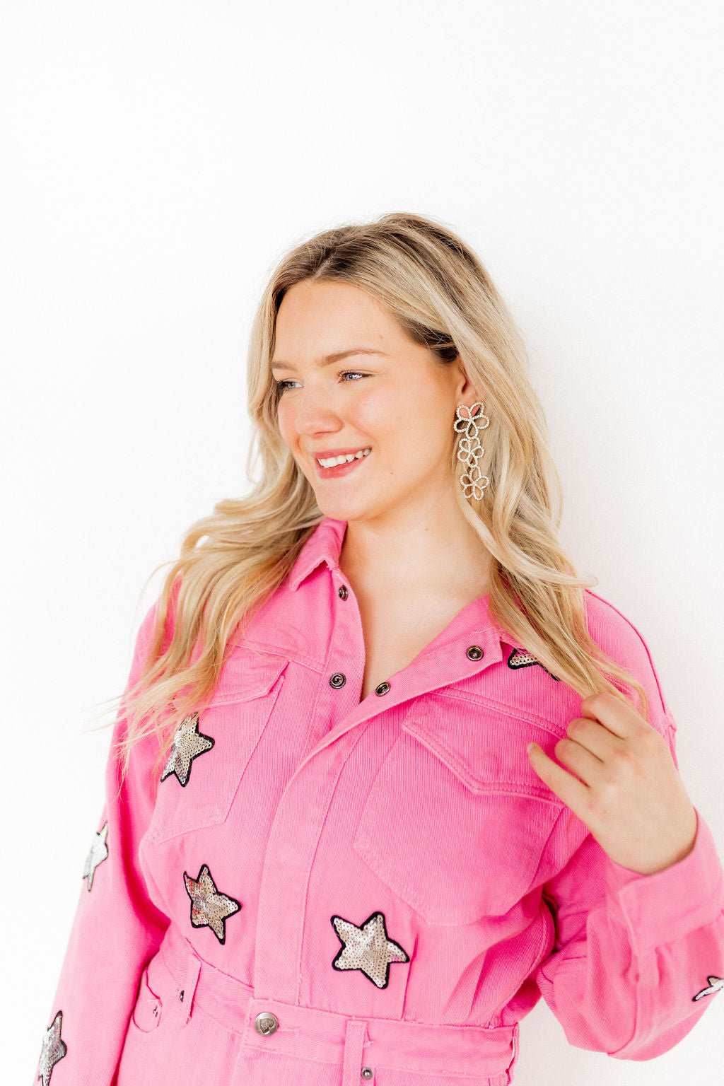 Reagan - Clear - Earrings - LINNY CO WholesaleMetals