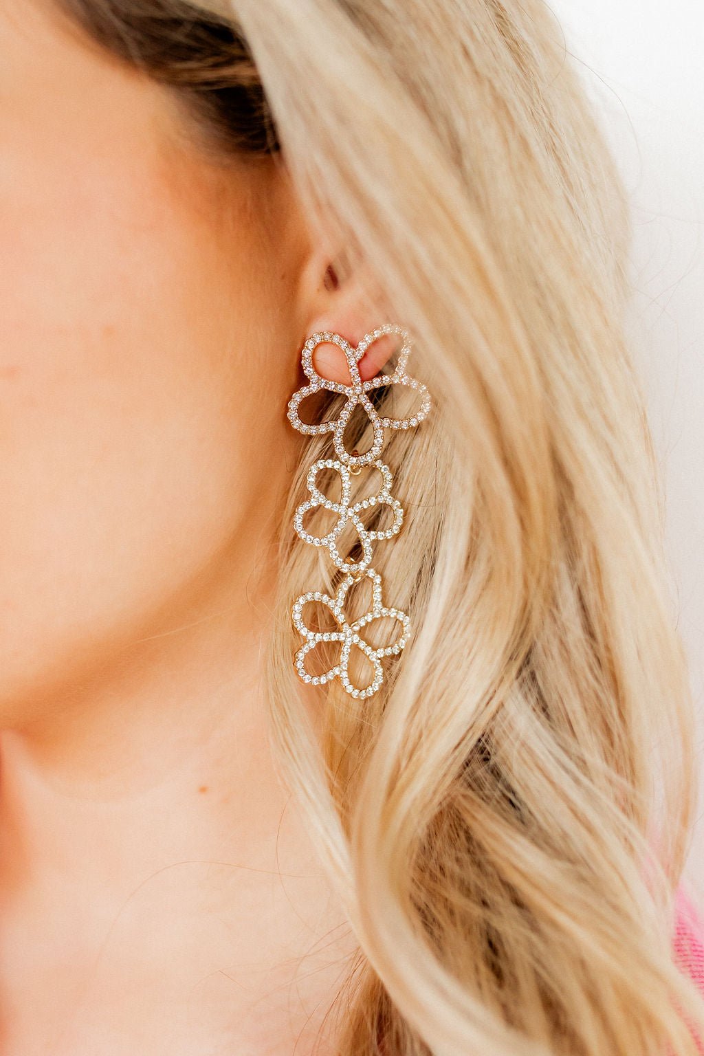 Reagan - Clear - Earrings - LINNY CO WholesaleMetals