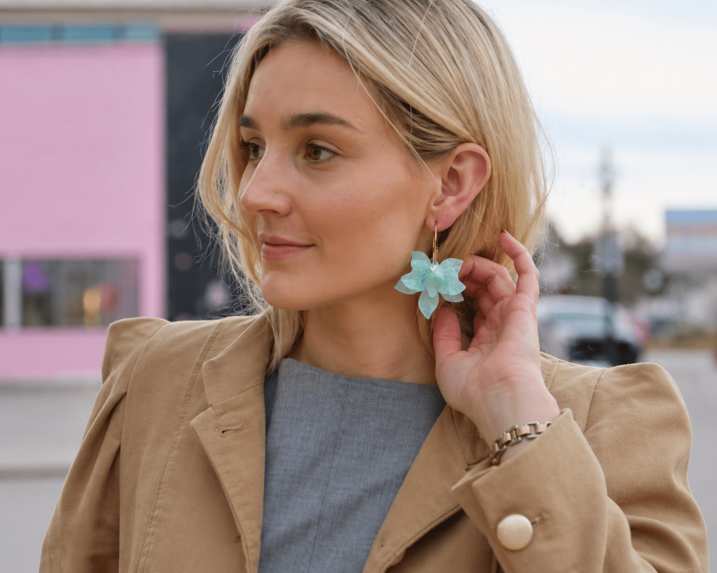 Rosalie Statement Earrings - Blue - LINNY CO WholesaleMetal