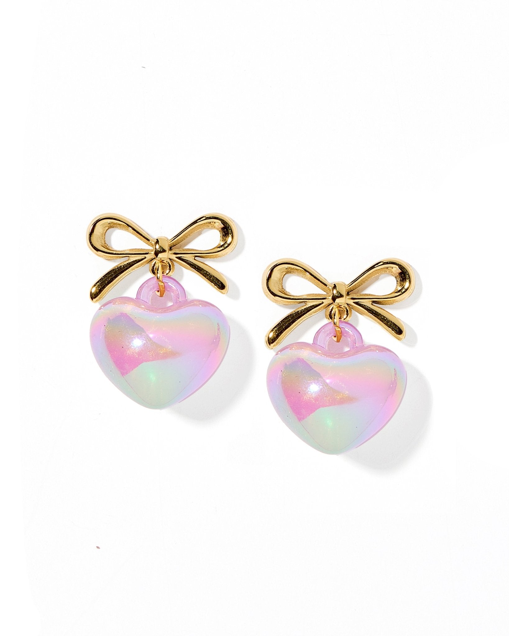 Ruthie Bow and Heart Earring - Purple - LINNY CO WholesaleMetals