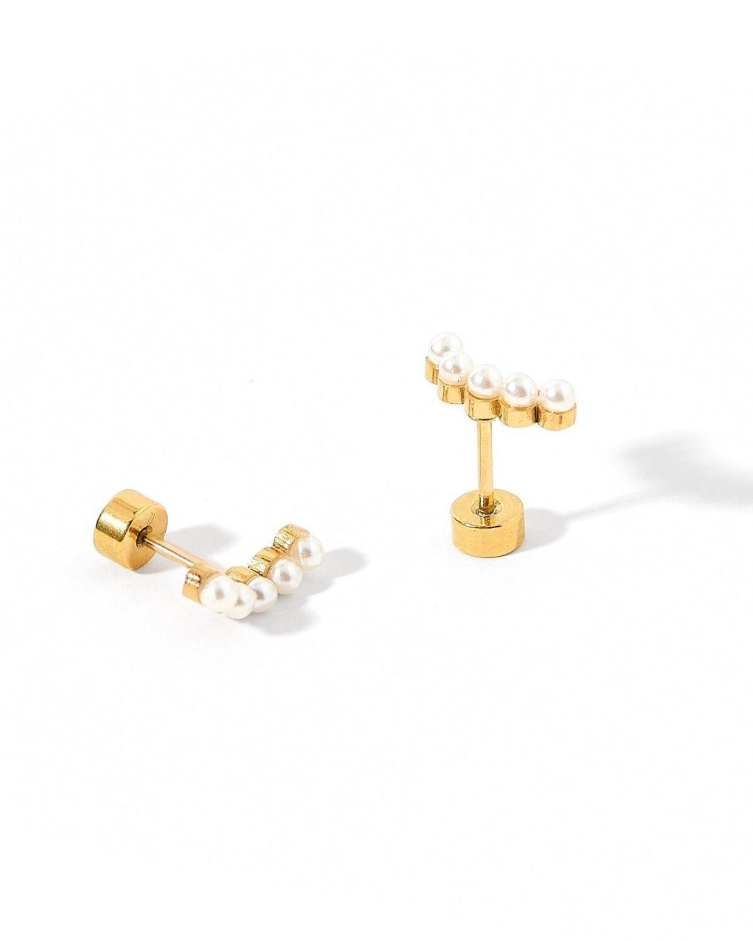 Screwback Stud Earrings - Abigail Pearl Gold - LINNY CO WholesaleStuds