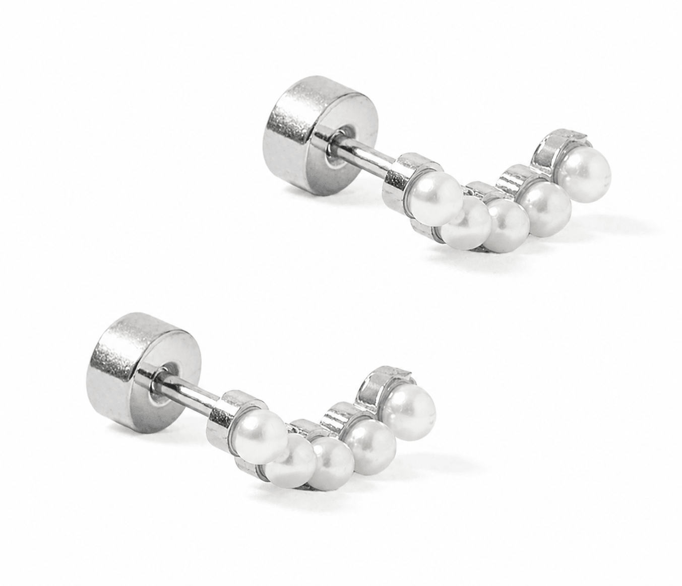 Screwback Stud Earrings - Abigail Pearl Silver - LINNY CO Wholesale