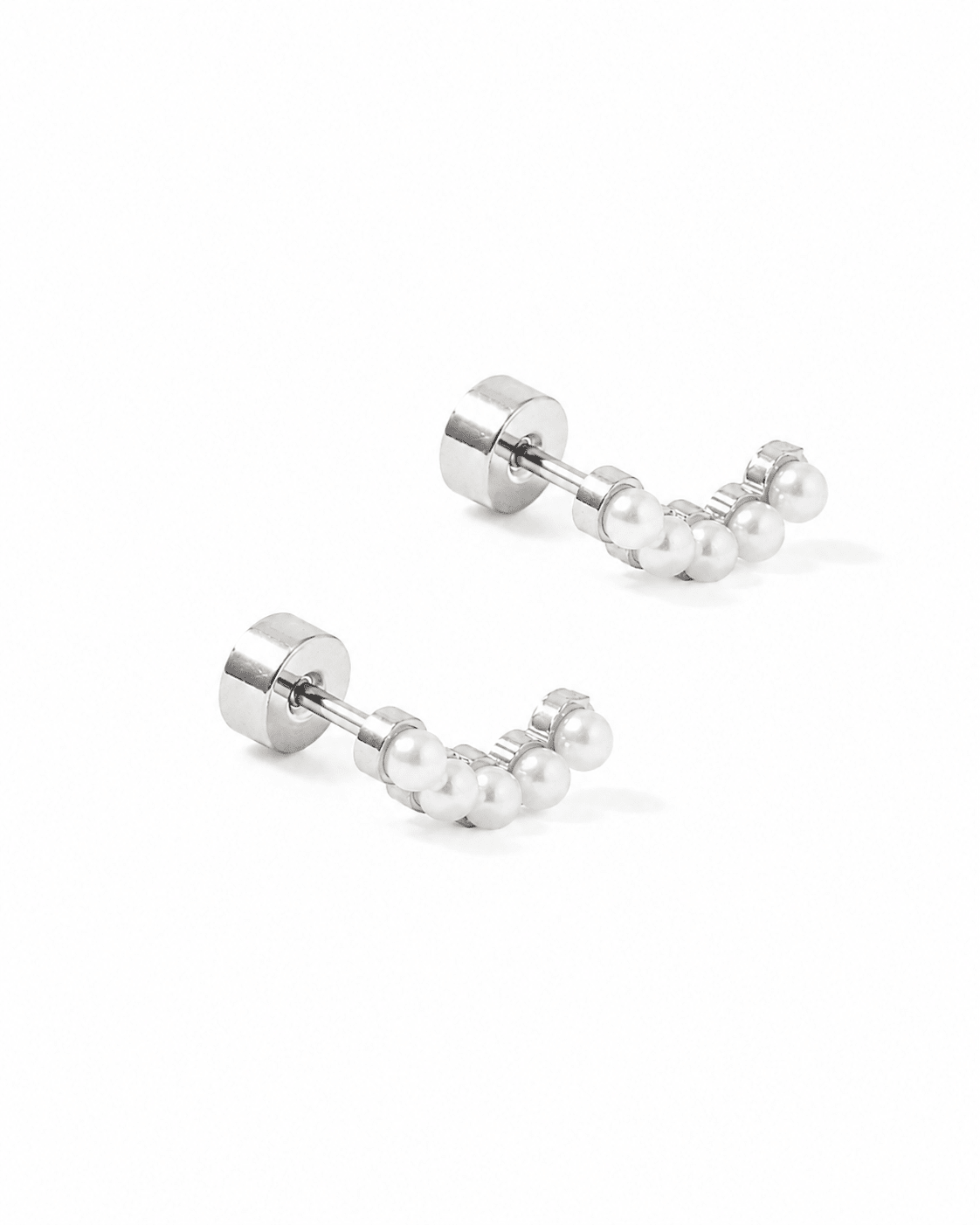 Screwback Stud Earrings - Abigail Pearl Silver - LINNY CO Wholesale