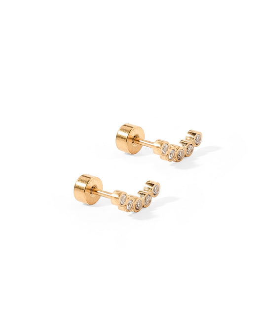 Screwback Stud Earrings - Abigail Sparkle Gold - LINNY CO WholesaleStuds