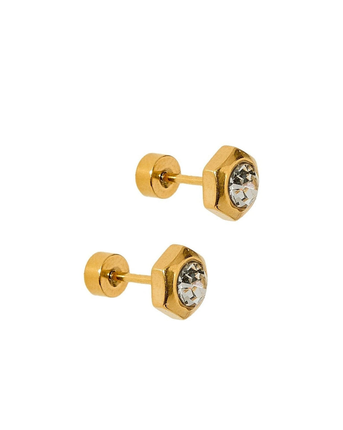 Screwback Stud Earrings - Addison Clear Gold - LINNY CO WholesaleStuds