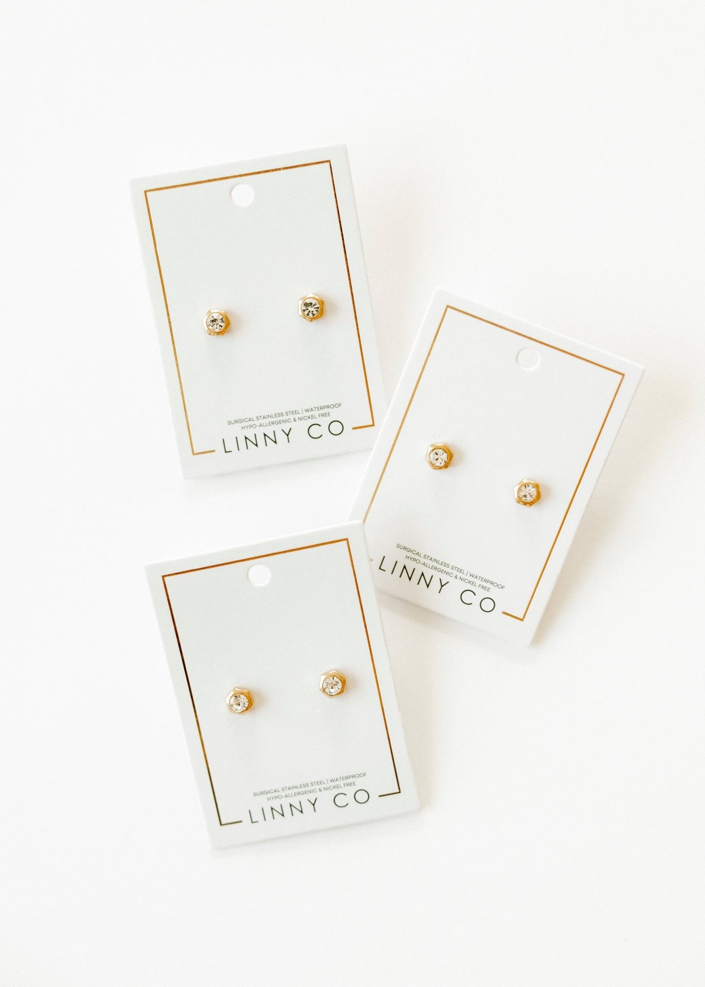 Screwback Stud Earrings - Addison Clear Gold - LINNY CO WholesaleStuds