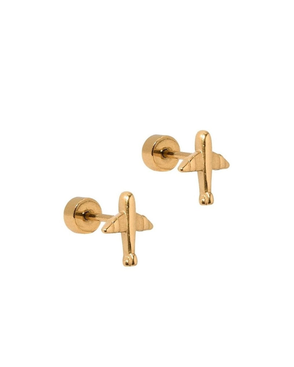 Screwback Stud Earrings - Airplane Gold - LINNY CO WholesaleStuds