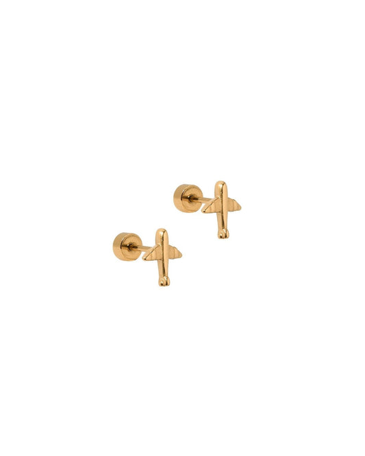 Screwback Stud Earrings - Airplane Gold - LINNY CO WholesaleStuds