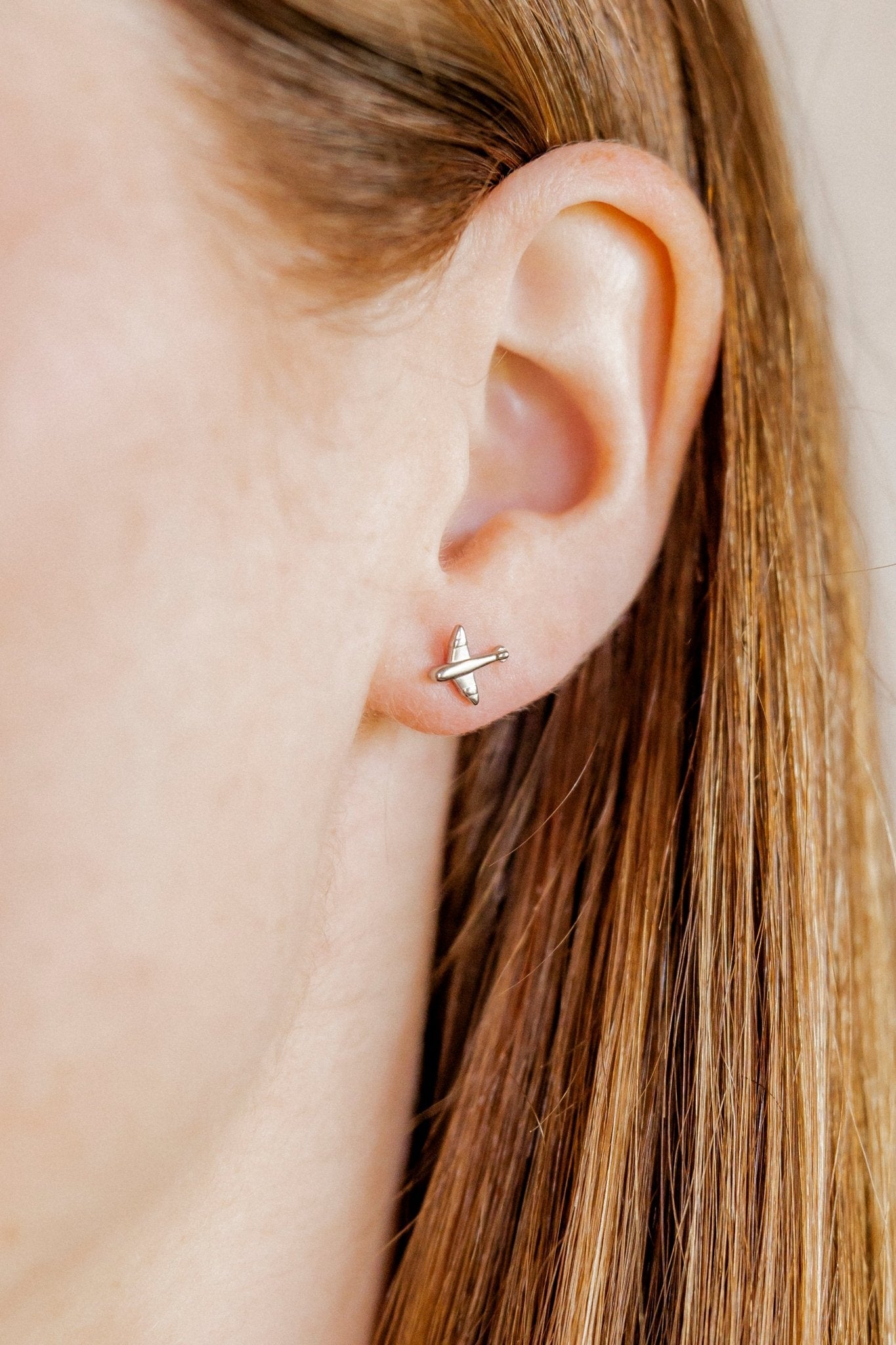 Screwback Stud Earrings - Airplane Silver - LINNY CO WholesaleStuds