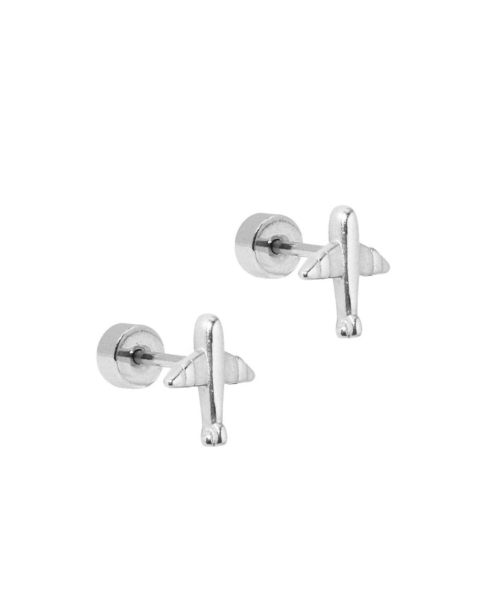 Screwback Stud Earrings - Airplane Silver - LINNY CO WholesaleStuds