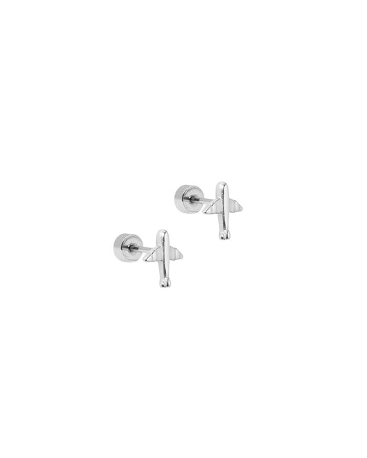 Screwback Stud Earrings - Airplane Silver - LINNY CO WholesaleStuds