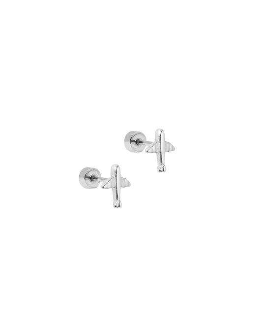 Screwback Stud Earrings - Airplane Silver - LINNY CO WholesaleStuds