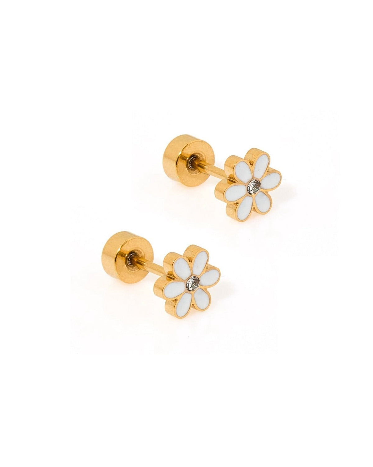 Screwback Stud Earrings - Alli White - LINNY CO WholesaleStuds