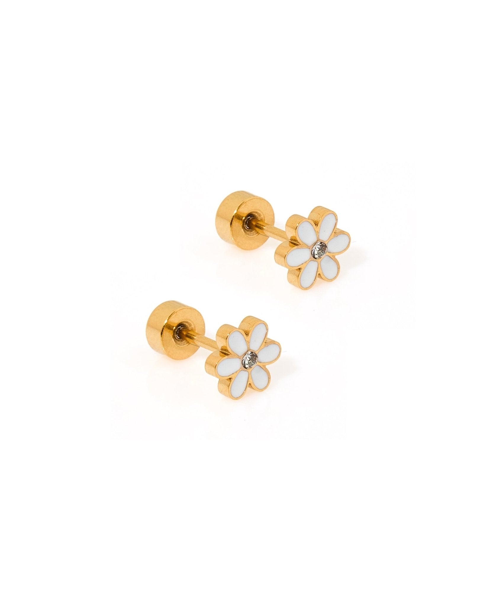 Screwback Stud Earrings - Alli White - LINNY CO WholesaleStuds