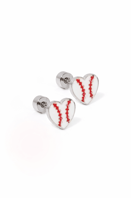 Screwback Stud Earrings - Baseball Silver - LINNY CO WholesaleStuds