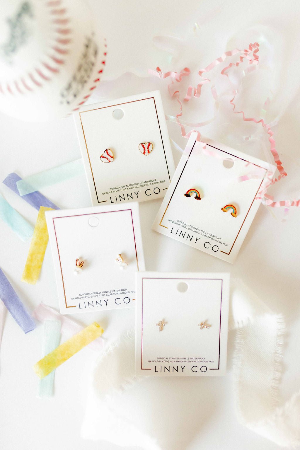 Screwback Stud Earrings - Baseball - LINNY CO WholesaleStuds