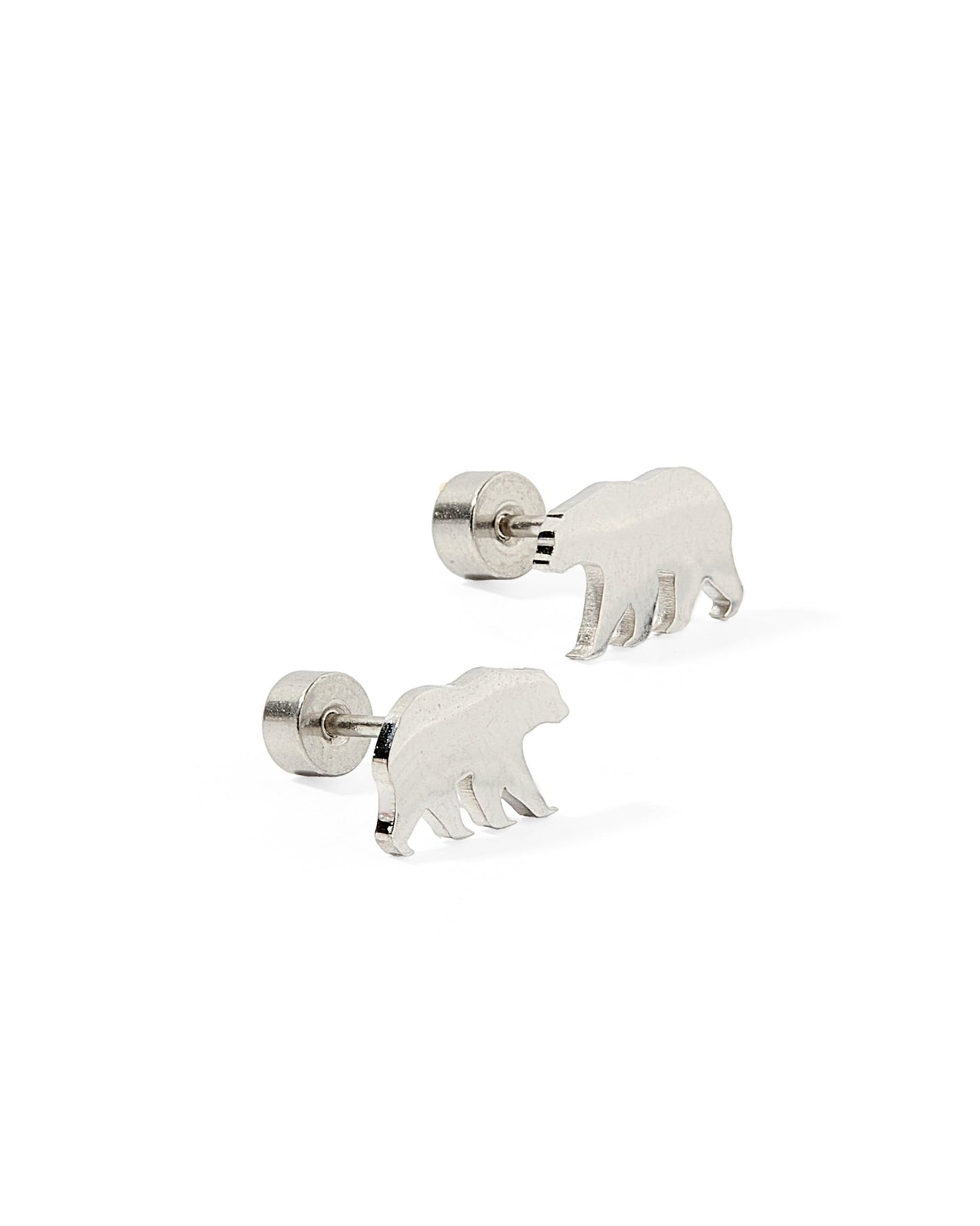 Screwback Stud Earrings - Bear Silver - LINNY CO WholesaleStuds