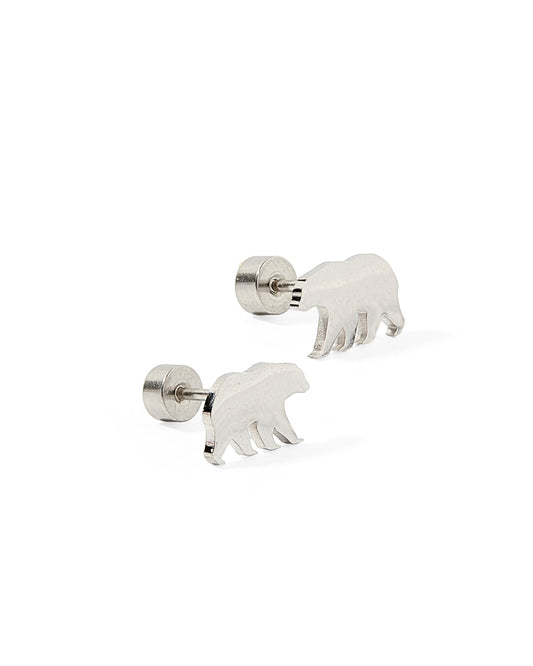 Screwback Stud Earrings - Bear Silver - LINNY CO WholesaleStuds