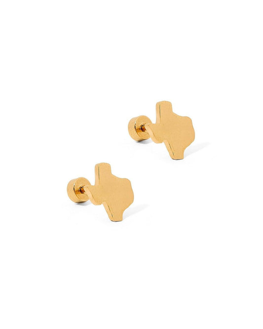Screwback Stud Earrings - Big State of Texas Gold - LINNY CO WholesaleStuds