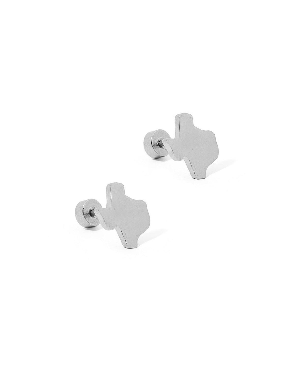 Screwback Stud Earrings - Big State of Texas Silver - LINNY CO WholesaleStuds
