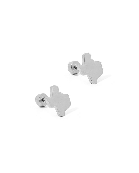 Screwback Stud Earrings - Big State of Texas Silver - LINNY CO WholesaleStuds