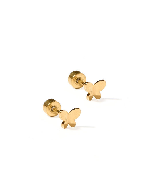 Screwback Stud Earrings - Billie Butterfly Gold - LINNY CO WholesaleStuds