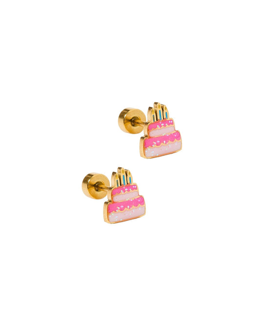 Screwback Stud Earrings - Birthday Cake - LINNY CO WholesaleStuds