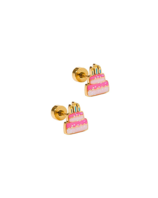 Screwback Stud Earrings - Birthday Cake - LINNY CO WholesaleStuds