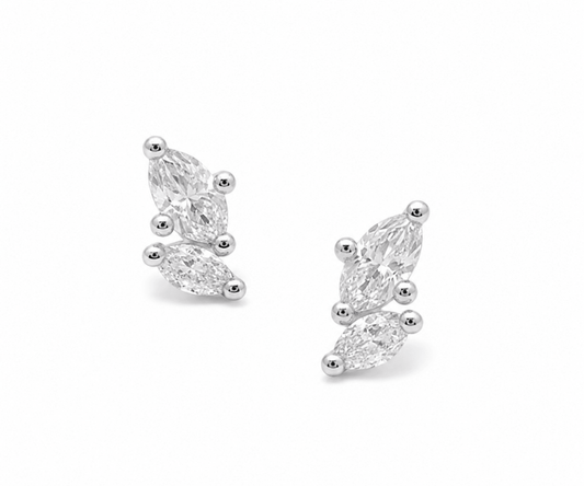 Screwback Stud Earrings - Bonnie CZ Silver - LINNY CO WholesaleStuds