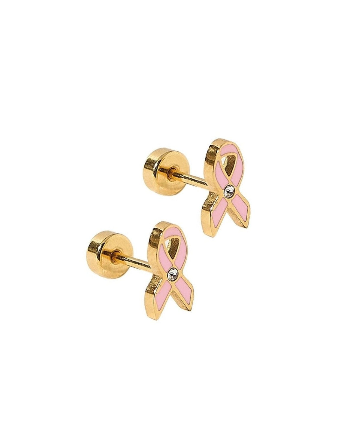 Screwback Stud Earrings - Breast Cancer Ribbon - LINNY CO WholesaleStuds