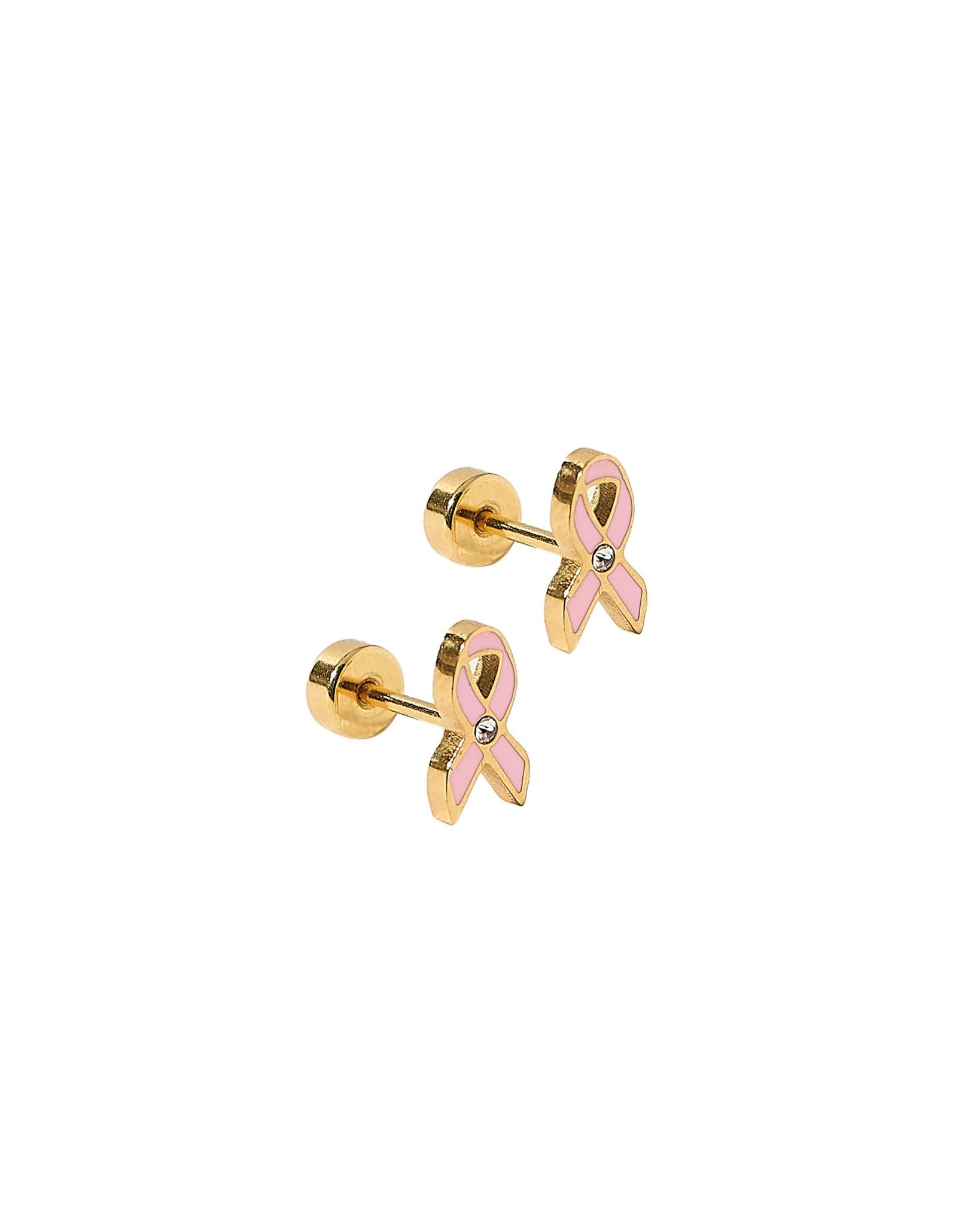 Screwback Stud Earrings - Breast Cancer Ribbon - LINNY CO WholesaleStuds