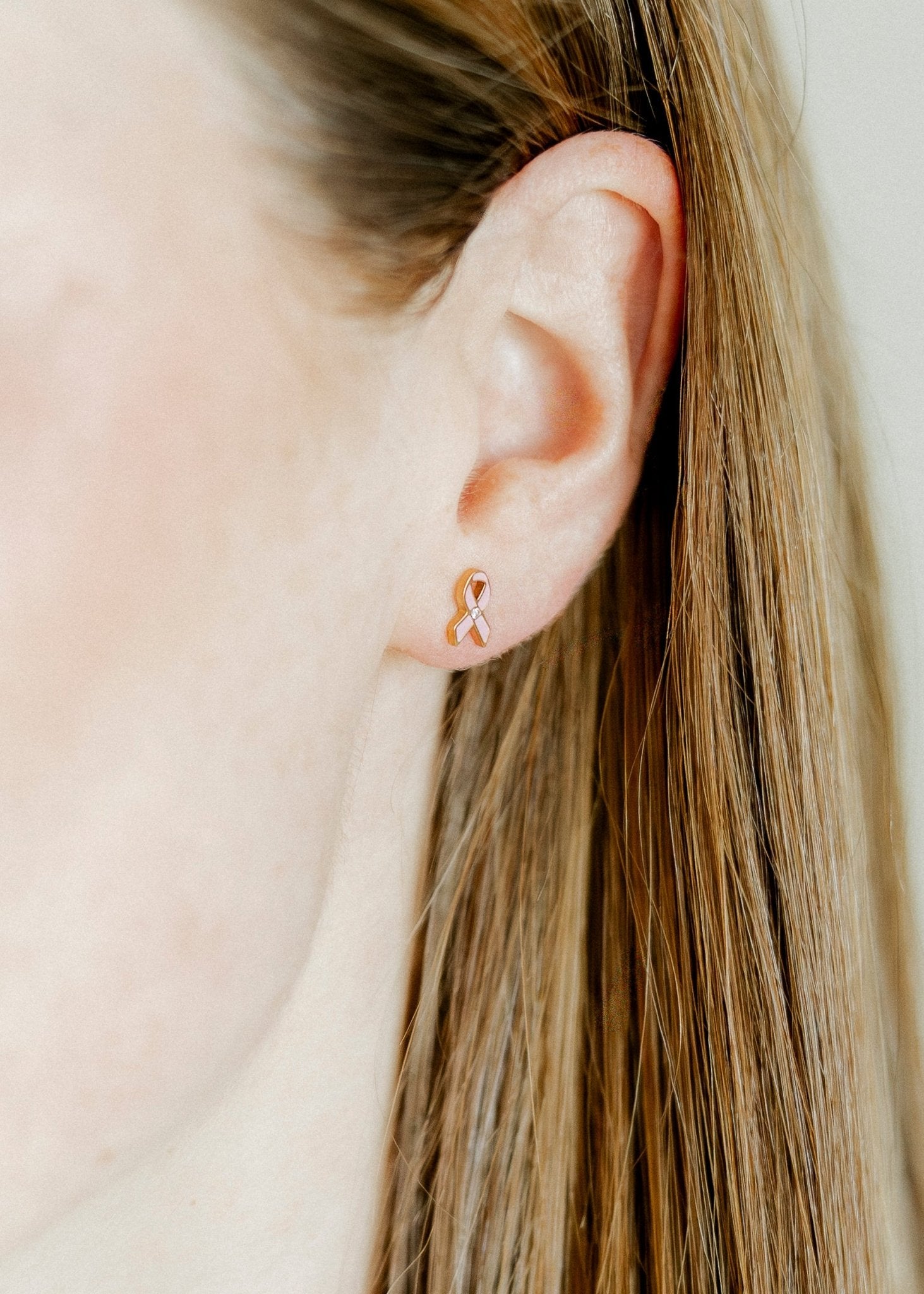 Screwback Stud Earrings - Breast Cancer Ribbon - LINNY CO WholesaleStuds