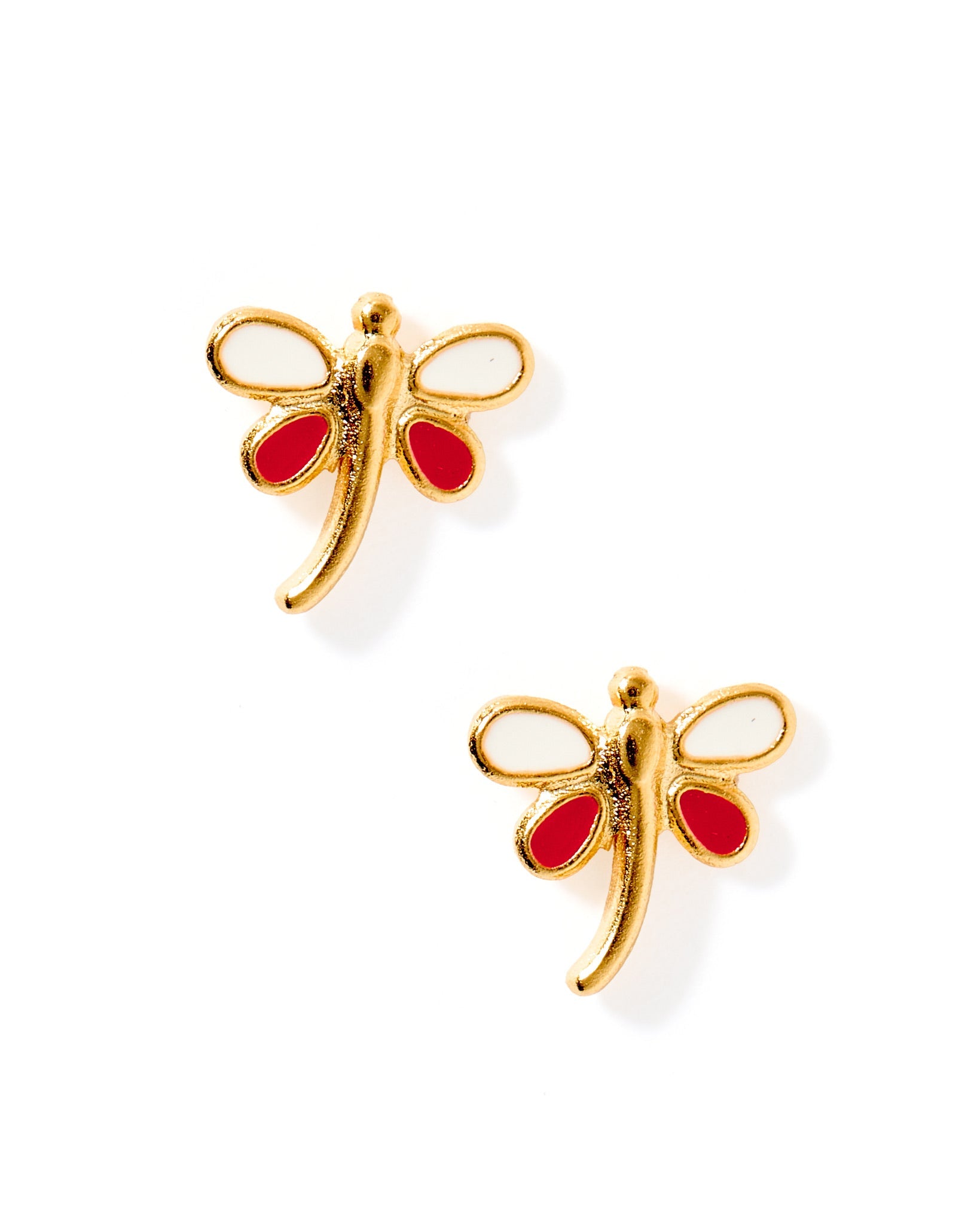 Screwback Stud Earrings - Bri Butterfly White and Red - LINNY CO WholesaleStuds